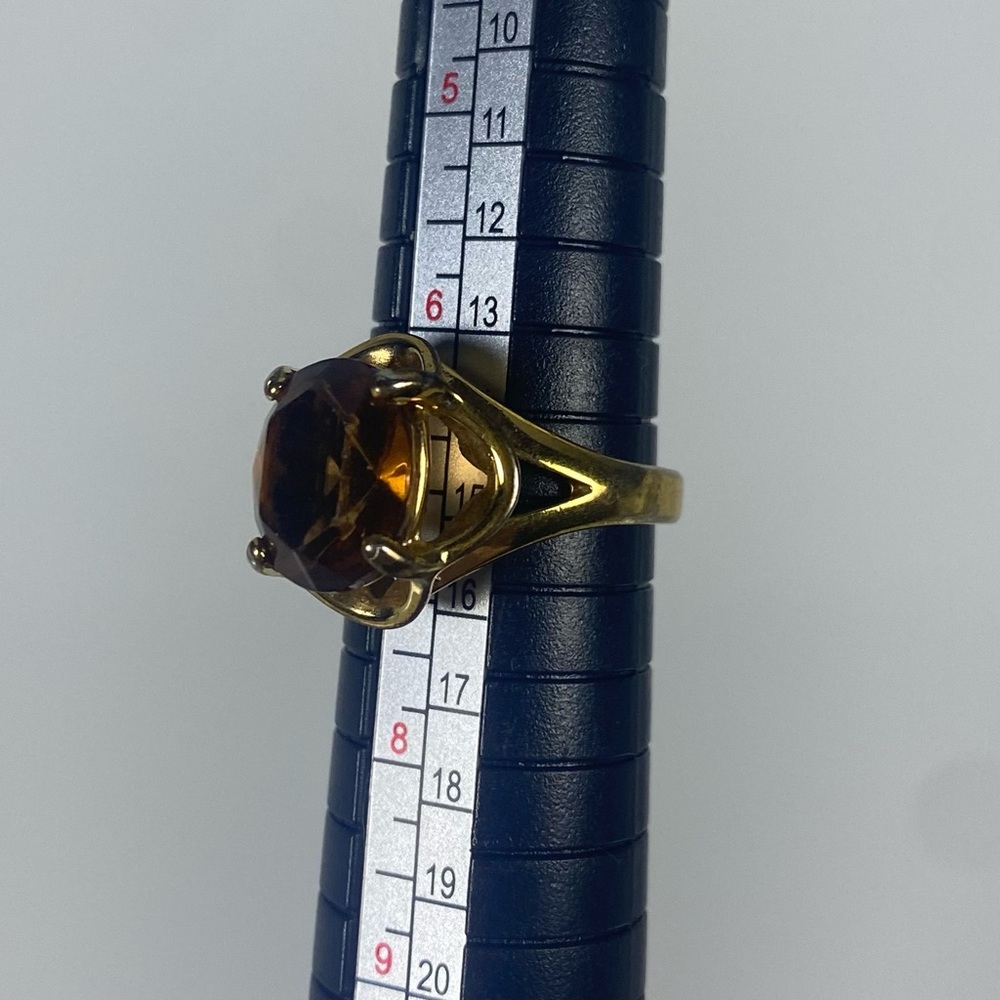 18K G.E. Amber glass stone gold ring - Picture 5 of 17